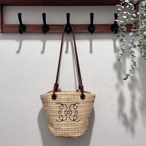 Beach Bucket Wicker Straw Shoulder Bag